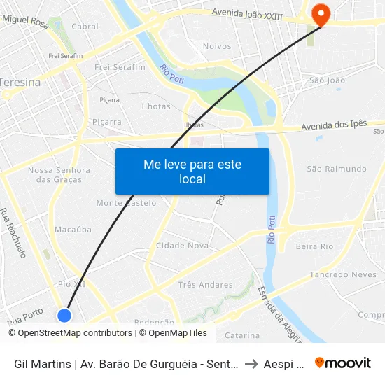 Gil Martins | Av. Barão De Gurguéia - Sentido Centro to Aespi Fapi map