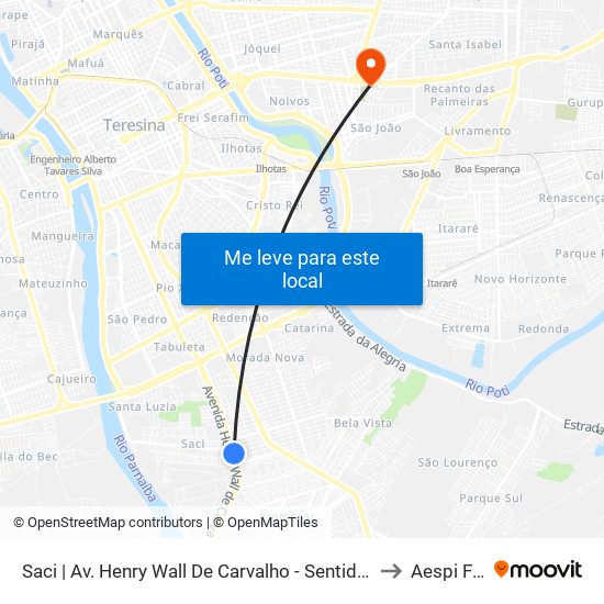 Saci | Av. Henry Wall De Carvalho - Sentido Centro to Aespi Fapi map