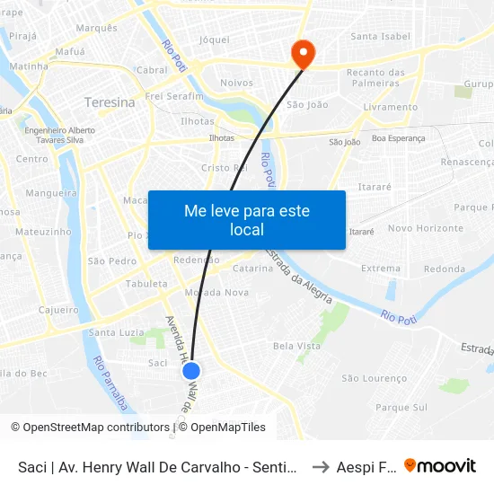 Saci | Av. Henry Wall De Carvalho - Sentido Centro to Aespi Fapi map