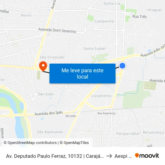 Av. Deputado Paulo Ferraz, 10132 | Carajás Home Center to Aespi Fapi map