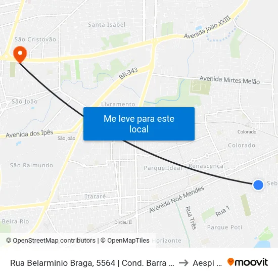 Rua Belarminio Braga,  5564 | Cond. Barra Grande Village to Aespi Fapi map