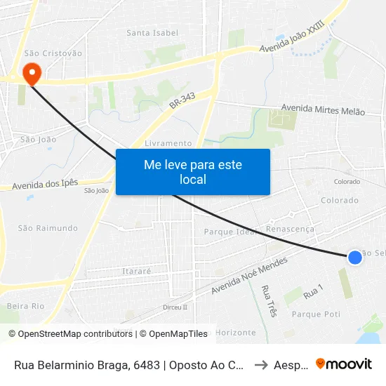 Rua Belarminio Braga, 6483 | Oposto Ao Cond. Barra Grande Village to Aespi Fapi map