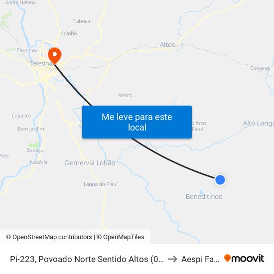 Pi-223, Povoado Norte Sentido Altos (01) to Aespi Fapi map