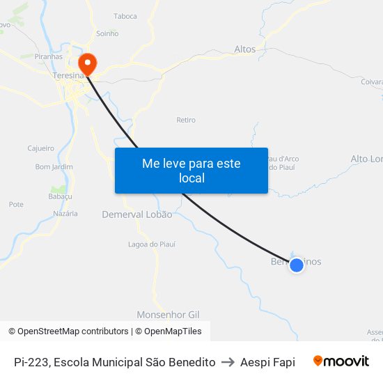 Pi-223, Escola Municipal São Benedito to Aespi Fapi map