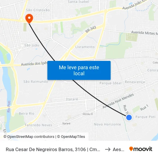 Rua Cesar De Negreiros Barros, 3106 | Cmei Cíntia Medeiros De Oliveira to Aespi Fapi map
