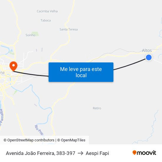 Avenida João Ferreira, 383-397 to Aespi Fapi map
