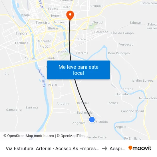 Via Estrutural Arterial  - Acesso Às Empresas Polo Industrial to Aespi Fapi map