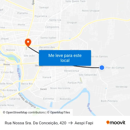 Rua Nossa Sra. Da Conceição, 420 to Aespi Fapi map