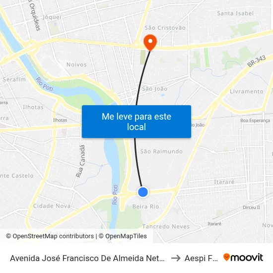 Avenida José Francisco De Almeida Neto, 2684 to Aespi Fapi map