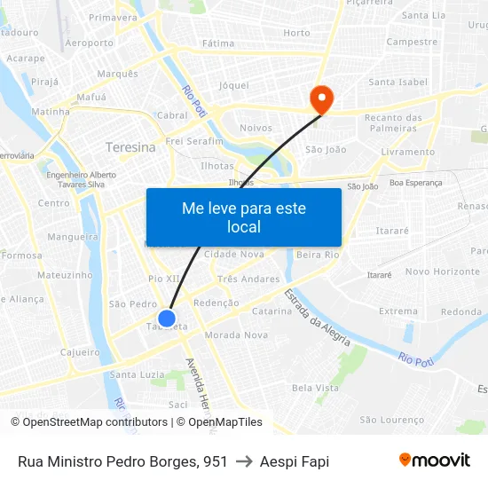 Rua Ministro Pedro Borges, 951 to Aespi Fapi map