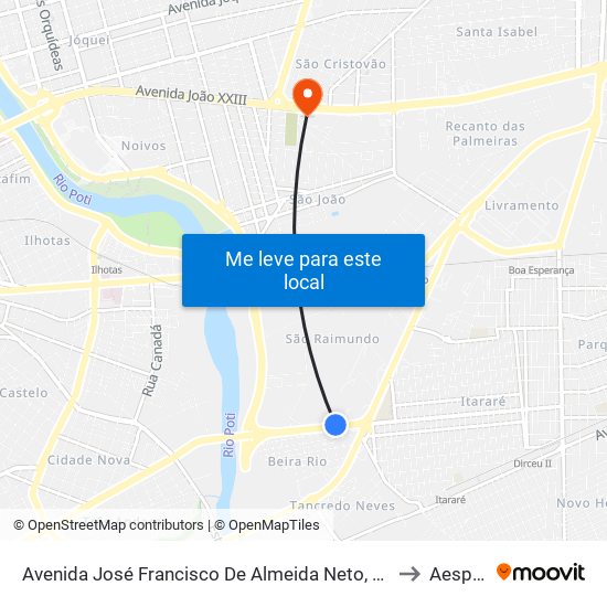 Avenida José Francisco De Almeida Neto, 2116 | Assaí Atacadista to Aespi Fapi map