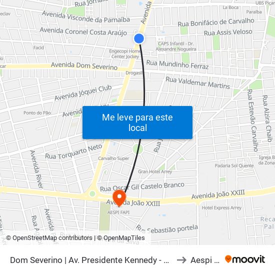 Dom Severino | Av. Presidente Kennedy - Sentido Centro to Aespi Fapi map