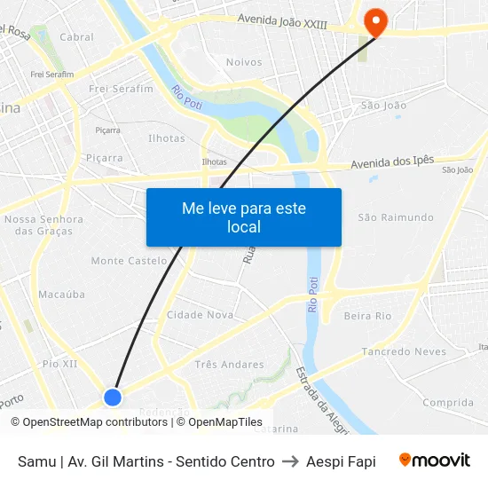 Samu | Av. Gil Martins - Sentido Centro to Aespi Fapi map