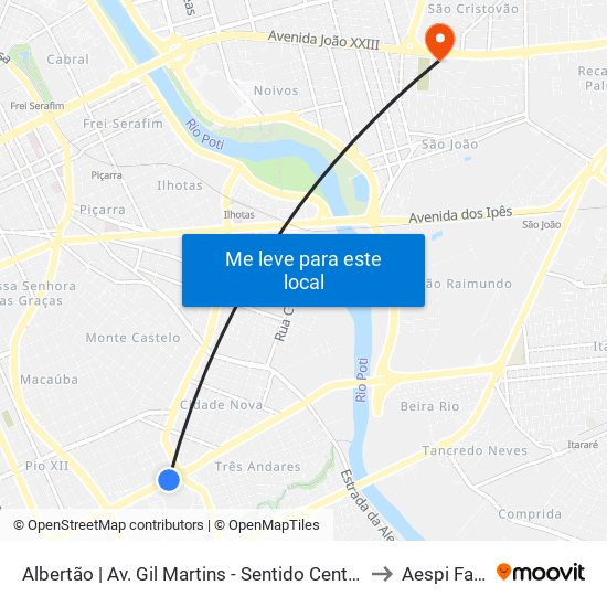 Albertão | Av. Gil Martins - Sentido Centro to Aespi Fapi map