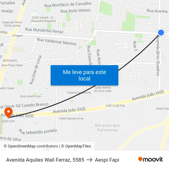Avenida Aquiles Wall Ferraz, 5585 to Aespi Fapi map
