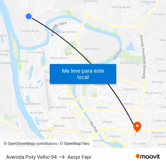Avenida Poty Velho 94 to Aespi Fapi map