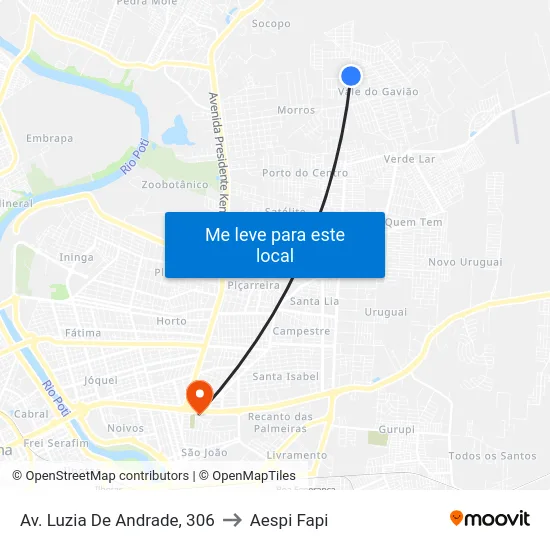 Av. Luzia De Andrade, 306 to Aespi Fapi map