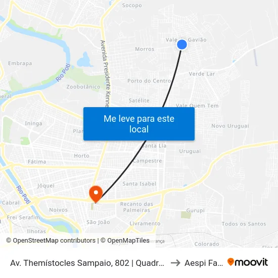 Av. Themístocles Sampaio, 802 | Quadra R to Aespi Fapi map