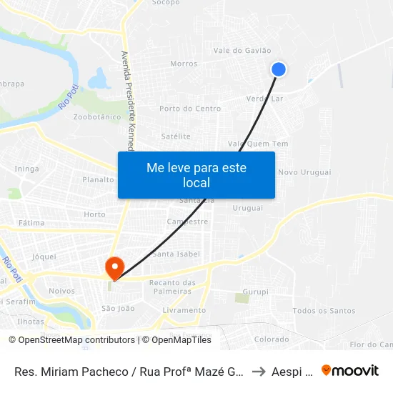 B/C - Res. Miriam Pacheco / Rua Profª Mazé Gonçalves, 264 to Aespi Fapi map