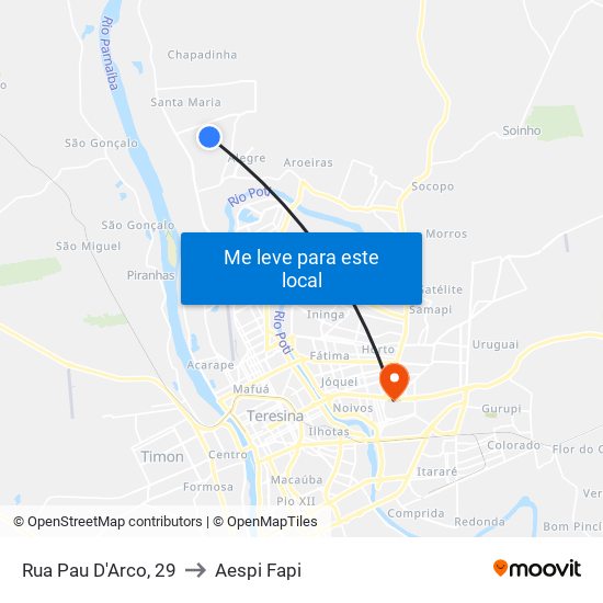 Rua Pau D'Arco, 29 to Aespi Fapi map