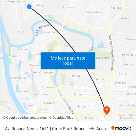 Av. Rosana Neres, 1651 | Cmei Profº Roberto Gonçalves De Freitas to Aespi Fapi map