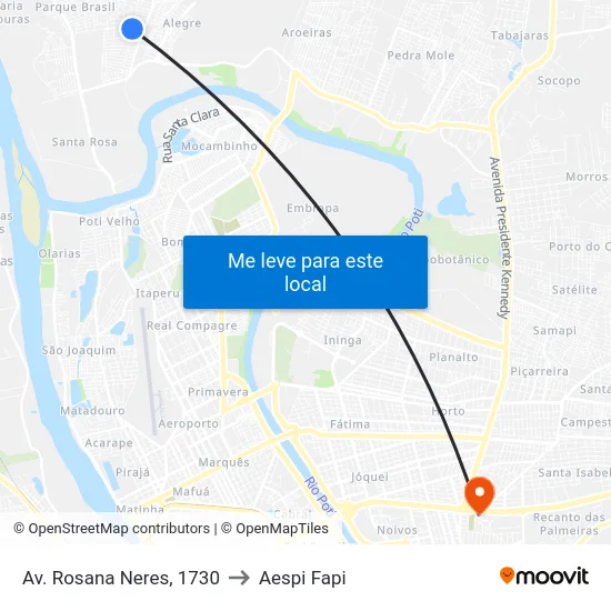 Av. Rosana Neres, 1730 to Aespi Fapi map