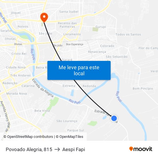 Povoado Alegria, 815 to Aespi Fapi map