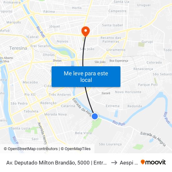 Av. Deputado Milton Brandão, 5000 | Entrada Do Bela Vista to Aespi Fapi map