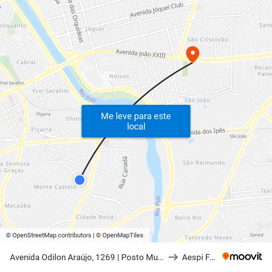 Avenida Odilon Araújo, 1269 | Posto Muralha to Aespi Fapi map