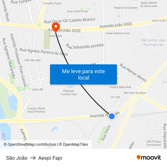São João to Aespi Fapi map