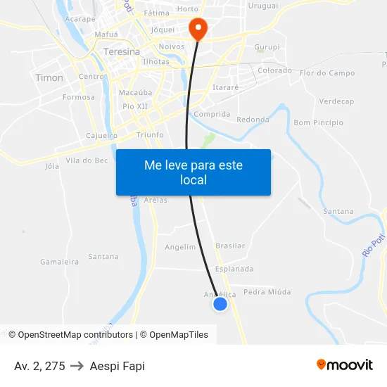 Av. 2, 275 to Aespi Fapi map
