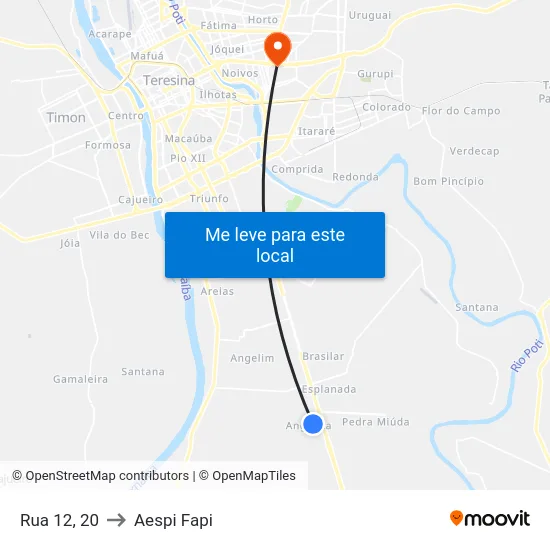 Rua 12, 20 to Aespi Fapi map