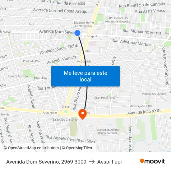 Avenida Dom Severino, 2969-3009 to Aespi Fapi map
