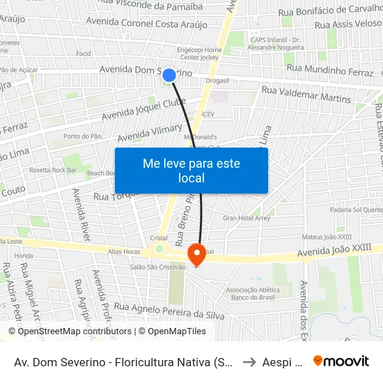 Av. Dom Severino - Floricultura Nativa (Sent. Bairro) to Aespi Fapi map