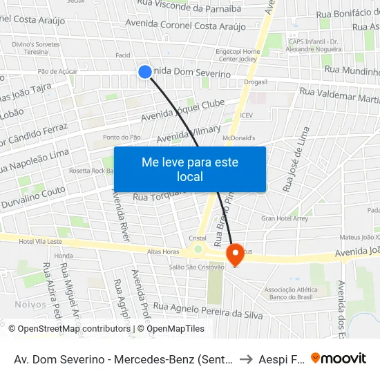 Av. Dom Severino - Mercedes-Benz (Sent. Centro) to Aespi Fapi map