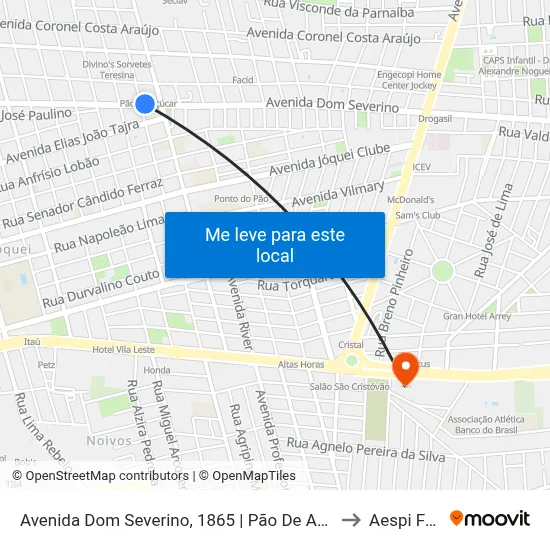 Avenida Dom Severino, 1865 | Pão De Açúcar to Aespi Fapi map