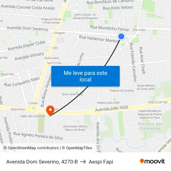 Avenida Dom Severino, 4270-B to Aespi Fapi map