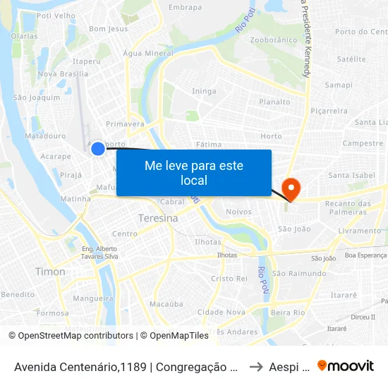Avenida Centenário,1189 | Congregação Cristã No Brasil to Aespi Fapi map