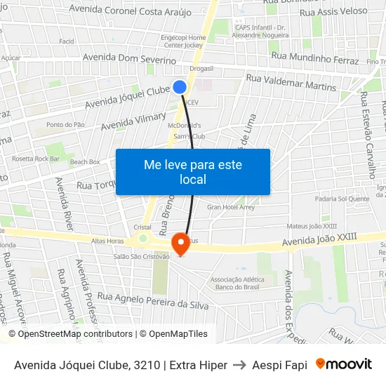 Avenida Jóquei Clube, 3210 | Extra Hiper to Aespi Fapi map