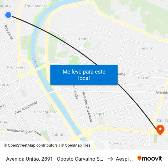 Avenida União, 2891 | Oposto Carvalho Supermercado to Aespi Fapi map
