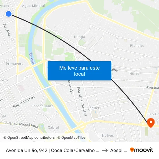 Avenida União, 942 | Coca Cola/Carvalho Supermercado to Aespi Fapi map