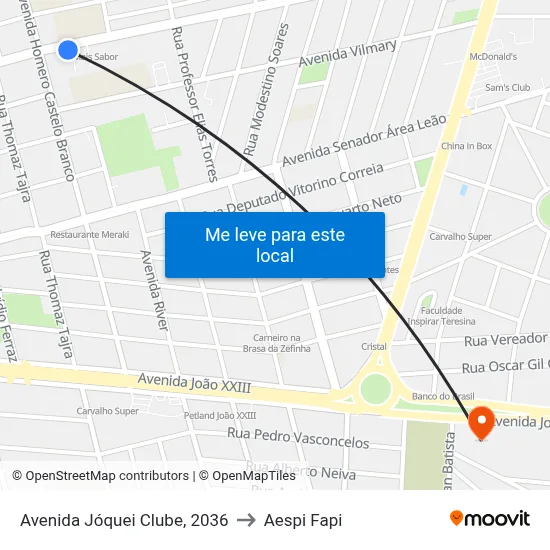 Avenida Jóquei Clube, 2036 to Aespi Fapi map