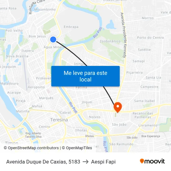 Avenida Duque De Caxias, 5183 to Aespi Fapi map