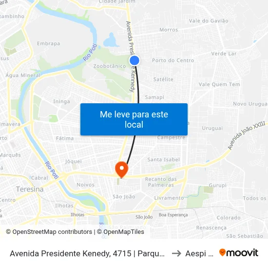 Avenida Presidente Kenedy, 4715 | Parque Zoobotânico to Aespi Fapi map