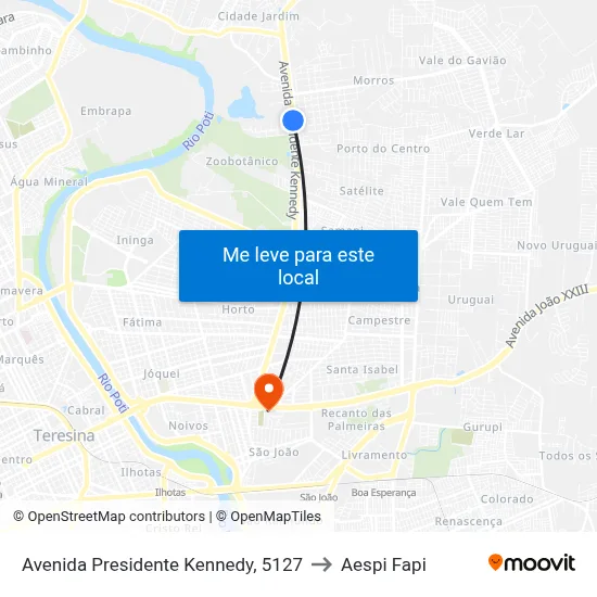 Avenida Presidente Kennedy, 5127 to Aespi Fapi map