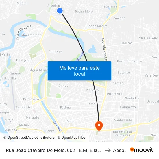 Rua Joao Craveiro De Melo, 602 | E.M. Elias Ximenes Do Prado Junior to Aespi Fapi map