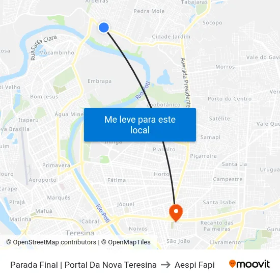 Parada Final | Portal Da Nova Teresina to Aespi Fapi map