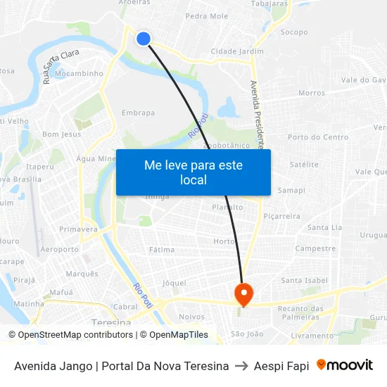 Avenida Jango | Portal Da Nova Teresina to Aespi Fapi map