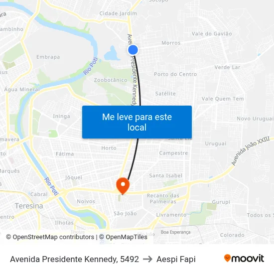 Avenida Presidente Kennedy, 5492 to Aespi Fapi map
