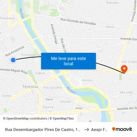Rua Desembargador Pires De Castro, 1200 to Aespi Fapi map